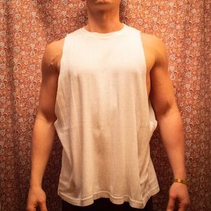 Vintage Plain White Muscle Tee Tank Top